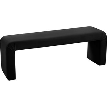 Minimalist Velvet Upholstered Bench, Black