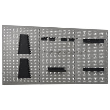 Vidaxl Wall-Mounted Peg Boards 3-Piece 15.7"x22.8" Steel