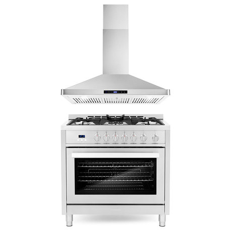 2-Piece Kitchen Package, 36" Gas Range & 36" Wall Mount Range Hood