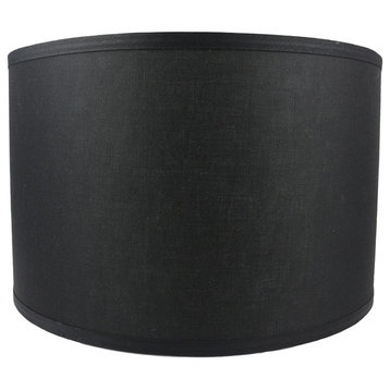 Classic Drum Smooth Linen Lamp Shade, Black, 16"