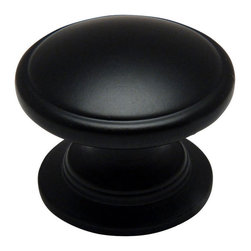 Cosmas - Cosmas 4702FB Flat Black Cabinet Round Knob, 1-1/4" Diameter, Set of 5 - Cabinet And Drawer Knobs