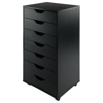 Winsome Halifax Cabinet for Closet/Office with 7 Drawers Black Finish
