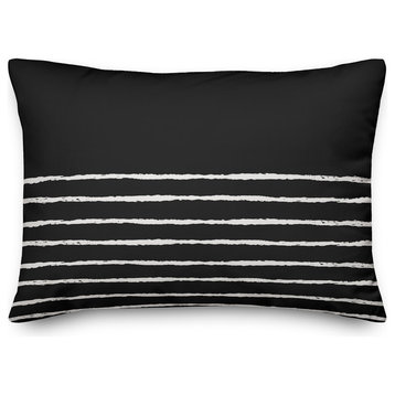 Black and White Sketch Stripes 14x20 Lumbar Pillow