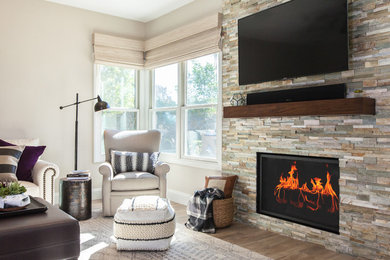 Photo of a mediterranean family room in San Diego.