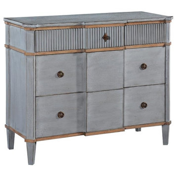 St Denis Console Chest of Drawers Pewter Gray Wood Gilded Distressed
