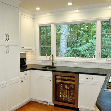 Bright White Kitchen with Custom Cherry Island