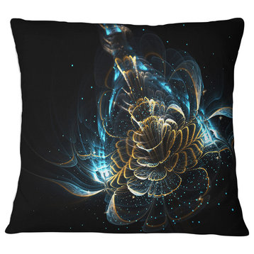 Green and Yellow Shiny Fractal Flower Floral Throw Pillow, 18"x18"