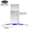 Cosmo 380 CFM Euro Stainless Steel Island Glass Range Hood With Permanent Filter, 36"