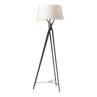 Royal 3-Arm Metal Arc Floor Lamp, Oil Rubbed Bonze with Linen Shade, 4 way Rotary Switch