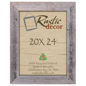 Catoosa Extra Wide Reclaimed Rustic Barn Wood Wall Frame, 20"x24"