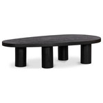 Meridian Furniture - Beekman Coffee Table, Black - Merge style with durability when you add this black Beekman coffee table to your room. Crafted from solid oak wood with a sleek black finish, this table exudes both classic elegance and contemporary charm. The table's oval shape and columnar legs add an art deco slant to its design, so it's a showstopper in your space. Whether you're serving drinks or displaying decor, this table combines form and function effortlessly.