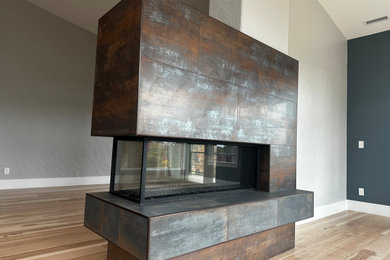 Inspiration for an industrial living room remodel in Charlotte