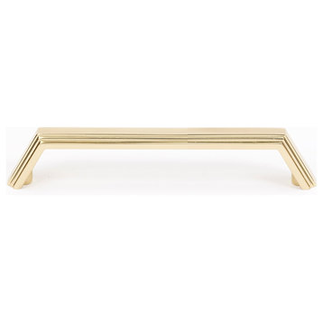 Alno A427-4 Nicole 4" Center to Center Modern Angled Ridged - Unlacquered Brass