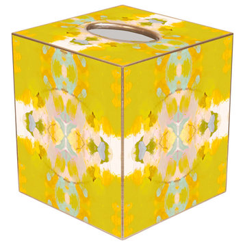 WB522LP-Laura Park Shine Bright Wastepaper Basket, Scalloped Top and Wood Tissue Box Cover
