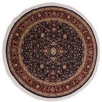 Bareens Designer Rugs - Abassi Afsha Pak Persian Artie Blue/Red Wool Round - 8'1'' x 8'1'' - Designed with mesmerizing intricacy and gorgeous color palette, this hand-knotted masterpiece demonstrates the beauty and electrifying thrill of Pak Persian art. These meticulously hand-knotted Pak-Persian rug is made with pure wool and features breathtaking traditional, transitional, and tribal designs in bold luxurious color pallets. Known for their intricate designs these rugs are a reproduction of Persian rugs, made in Pakistan with unique Mughal designs. Made by master weavers using the same Persian texture, design and dying technique, we wanted to produce the most significant manifestation of Persian art, life, and culture. This rug is most famous for its exceptional quality, incredible designs, patterns, and vibrant rich color. Pak-Persian rugs made with Persian weave with high knot counts, which enables the high intricacy and detail found in the patterns are also referred to as "State of art", each color adds a rich beautiful detail in the artwork of this rug. The design, color, and beautiful chromatic composition with a vibrant sheen with intricate designs, exude beauty, elegance, and quality make this rug a masterpiece of its own.