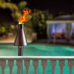 Hammered Copper Match Lit Tiki Torch Kit - Outdoor Torches