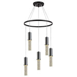 Woodbridge Lighting - Woodbridge Lighting Pixie 5-Light Pendant Chandelier, 21"D - The Pixie collection brings a magical touch to the room. As the name implies, the LED light emits glittering rays of light though a seedy clear crystal glass like magical pixie dust.