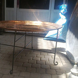 large vintage moroccan copper tea table - Coffee Tables