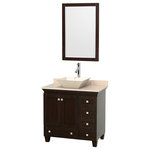 Wyndham Collection - Acclaim 36" Espresso Single Vanity, Ivory Marble Top, Bone Porcelain Sink, 24" - Sublimely linking traditional and modern design aesthetics, and part of the exclusive Wyndham Collection Designer Series by Christopher Grubb, the Acclaim Vanity is at home in almost every bathroom decor. This solid oak vanity blends the simple lines of traditional design with modern elements like beautiful overmount sinks and brushed chrome hardware, resulting in a timeless piece of bathroom furniture. The Acclaim is available with a White Carrara or Ivory marble counter, a choice of sinks, and matching Mrrs. Featuring soft close door hinges and drawer glides, you'll never hear a noisy door again! Meticulously finished with brushed chrome hardware, the attention to detail on this beautiful vanity is second to none and is sure to be envy of your friends and neighbors
