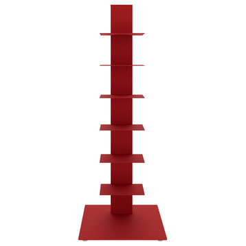 Sapiens 38" Bookcase/Shelf/Shelving Tower, Red