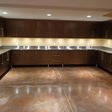 Bronze Cabinets with Stainless Countertops