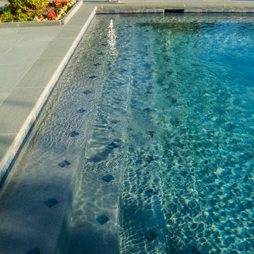 Lake Forest, IL Swimming Pool With Full Steps and Raised Spa With Sheer Descent