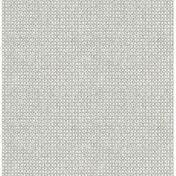 Zia Grey Basketweave Wallpaper Sample