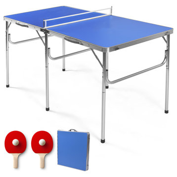 Costway 60'' Portable Table Tennis Ping Pong Folding Table w/Accessories Game