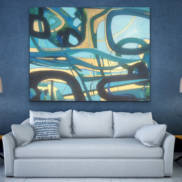 FOR SALE Pathways large mixed media abstract painting 5x4ft