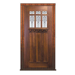 Prehung Single Door 80 Mahogany Craftsman 3 Panel 6 Lite TDL Glass - Front Doors