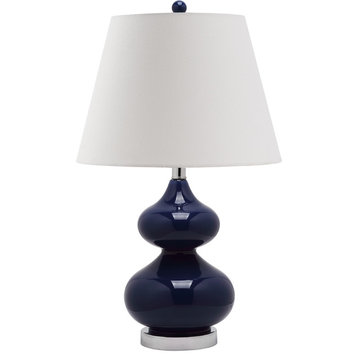 Safavieh Eva Double Gourd Glass Lamp, Navy