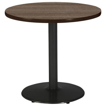 KFI Mode 30" Round Breakroom Table with Teak Round Black Base Counter Height