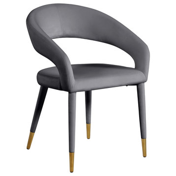 The Prescott Dining Chair, Grey, Velvet