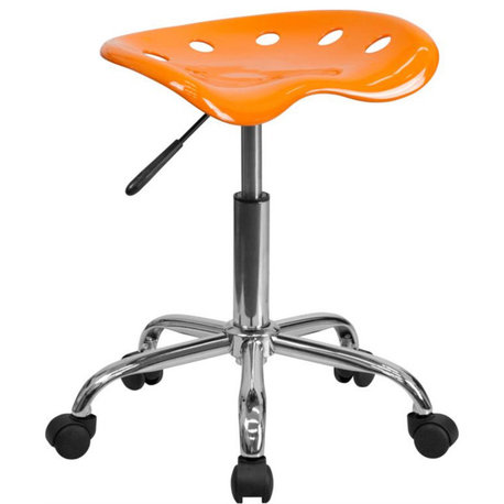 Vibrant Orange Tractor Seat and Chrome Stool