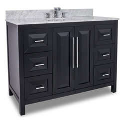 48 inch Black Finish Single Sink Bathroom Vanity Carrera Marble Countertop - Bathroom Vanities And Sink Consoles