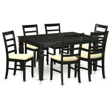 7-Piece Dinette Set for Dining Table and 6 Chairs, Black