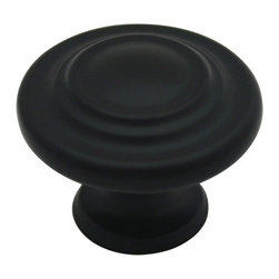 Cosmas - Cabinet 3-Ring Knob, 1-1/4" Diameter, Flat Black, Set of 10 - Cabinet And Drawer Knobs