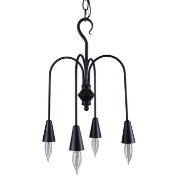Beacon Falls 4 Arm Metal Chandelier With Down Lights, Black