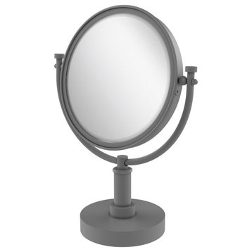 8" Vanity Make-Up Mirror, Matte Gray, 2x Magnification