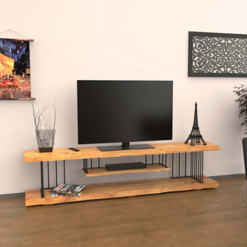 Fargo Solid Pine Wood TV Stand | Industrial Style Media Console