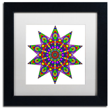 Ahrens 'Being Silly Mandala Colored', Black Frame, 11"x11", White Matte