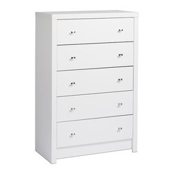 Prepac Calla 5-Drawer Chest in Pure White - Dressers