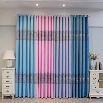 112 Inches Extra Wide Ready Made Eyelet Curtains Flowers Chenille