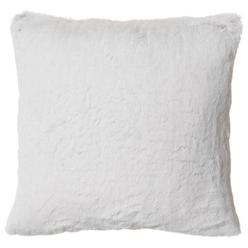 Faux Fur Throw Pillow 18"X18" (Cover Only), Silver-White Fox