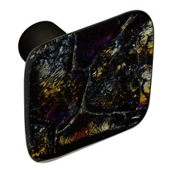 CKP - Art Glass Knob, Fractures, Oil-Rubbed Bronze Base - Cabinet And Drawer Knobs