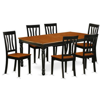East West Furniture Dover 7-piece Wood Dining Table Set in Black/Cherry