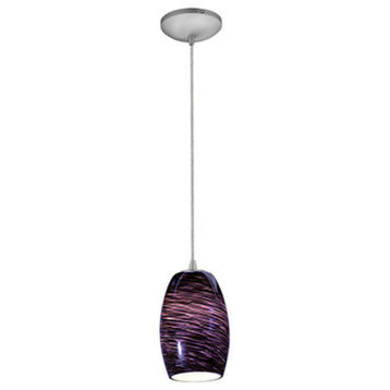 Chianti LED Cord Pendant, Brushed Steel, Purple Swirl