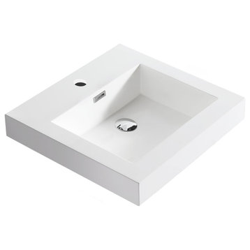 Dowell 18" FTB Resin Bathroom Vanity Basin, White, 18wx18dx6h