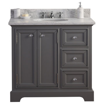 36" Wide Cashmere Gray Single Sink Bathroom Vanity, Faucet Included