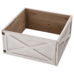 Glitzhome,LLC - 22.09" Washed White Wooden Tree Collar - Our handcrafted tree box collars add a rustic, elegant charm to any home or business. The tree boxes not only add beauty and hide the undesirable parts of your tree, but they also prevent kids and pets from getting into the bottom side of your tree.They are stained in white finish. There are 3 panels and each panel has a locking bracket on them. They will be shipped flat and minimal assembly is required with no tools necessary. You will simply take the two side panels and lock them into the front panel. From there you can then slide your box into place in front of your tree. When the sad day of taking your Christmas tree comes, you can simply unlock the box by lifting the two sides up, and then it can be stored flat. This size fits most standard tree bases.